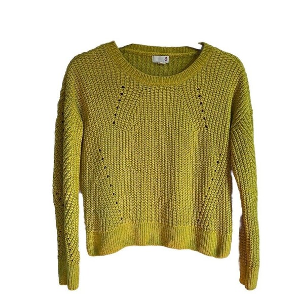 SO Goods For Life Womens Yellow Crew Neck Pullover Sweater Size Small Preowned - Picture 2 of 12
